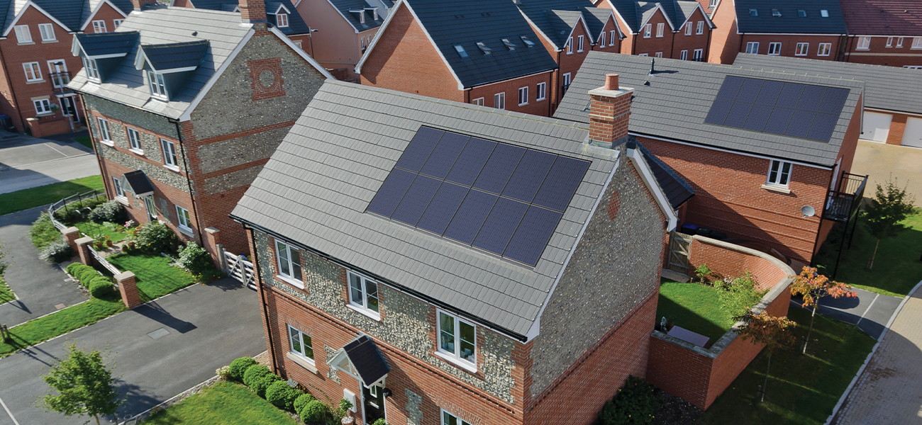 Marley’s solar panel roof tiles in UK new-build homes.