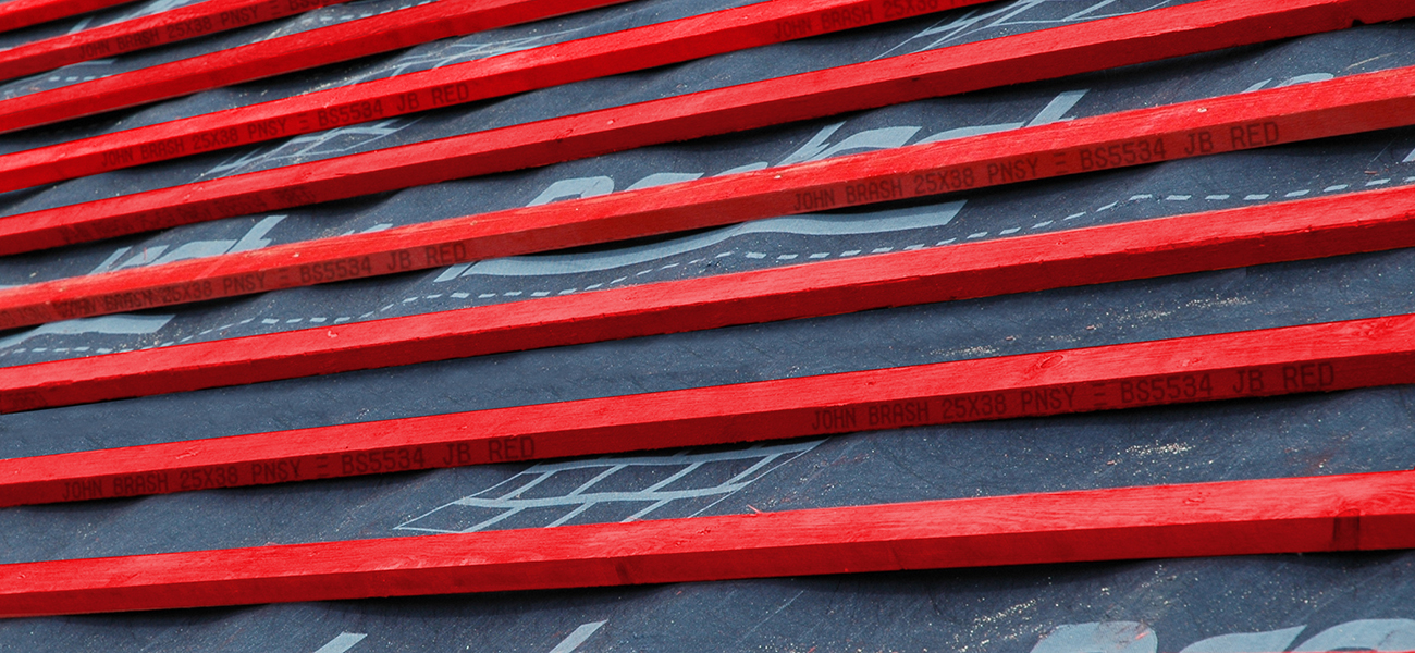 Roof detail showing red batten