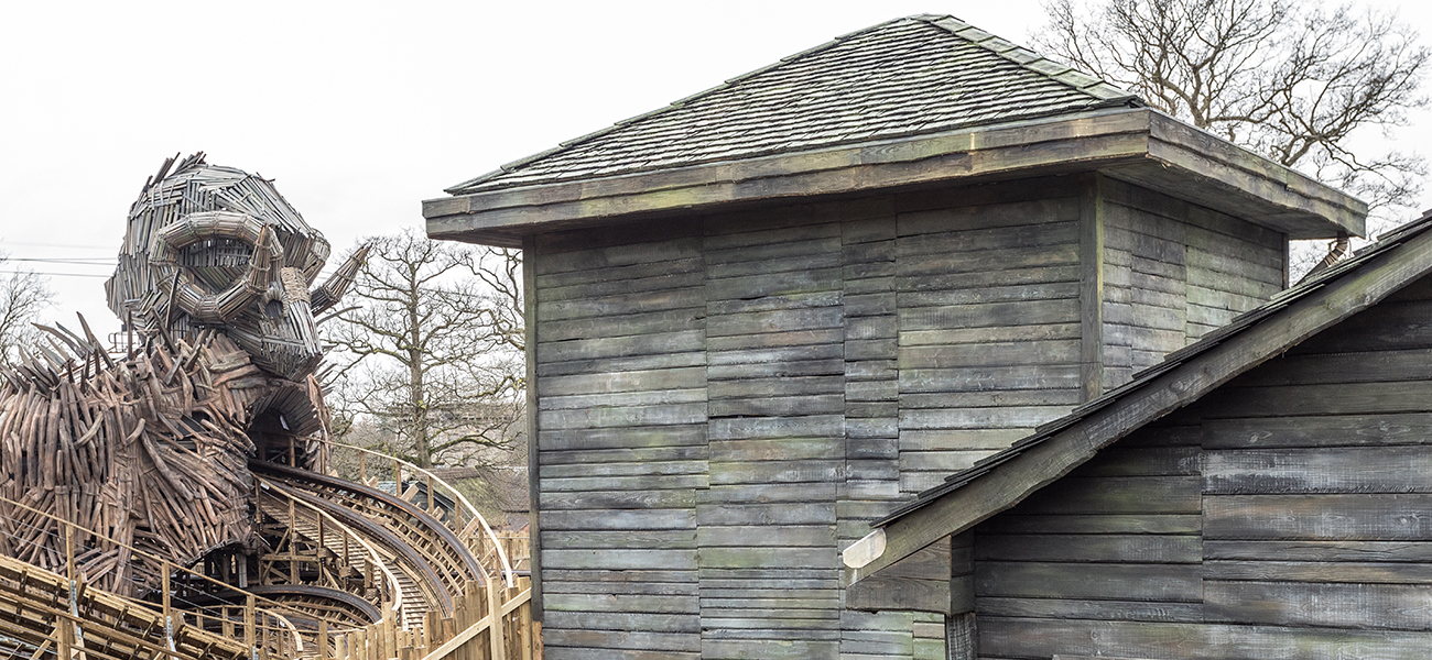 Alton Towers Cedar shakes used on Wicker Man roller coaster from Marley Ltd