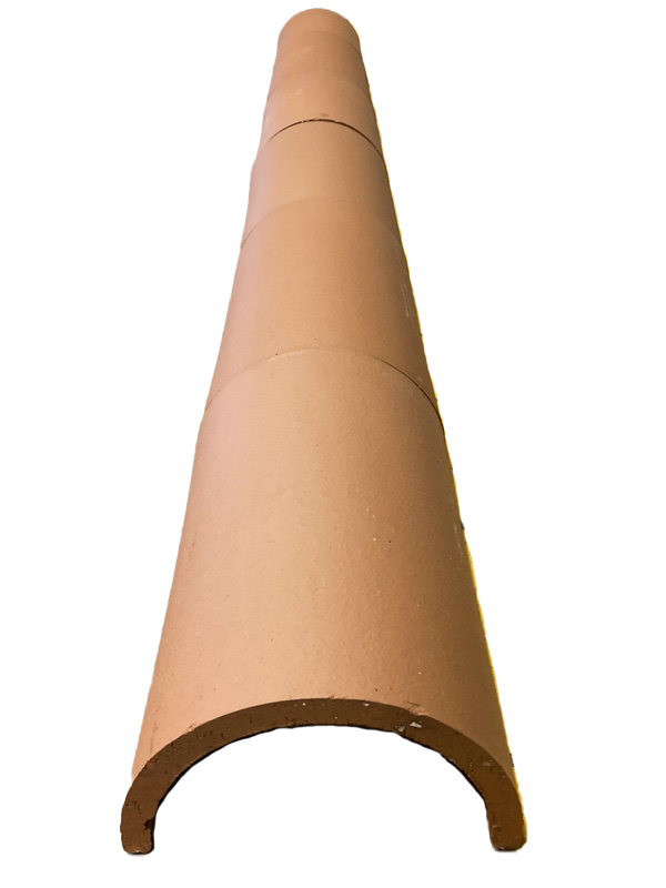 Ridge tiles sorted and turned to a centre line